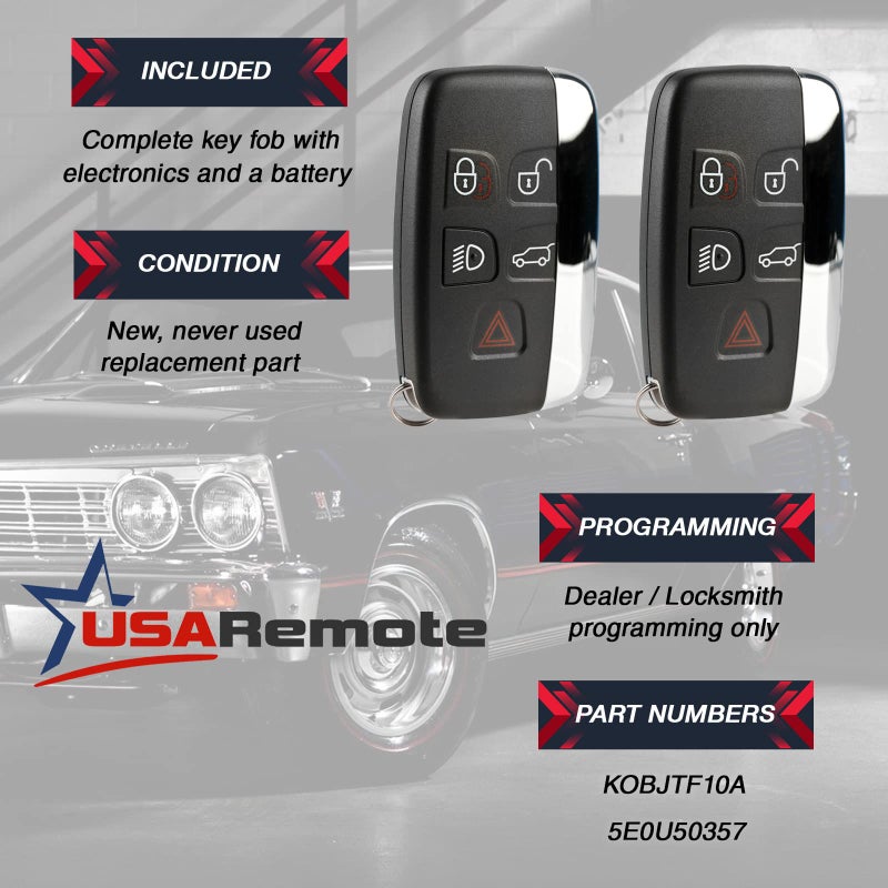 USARemote Key Fob Keyless Entry Remote fits Land Rover Range Rover Sport LR2 LR4 Evoque 2012 2013 2014 2015 2016 2017 (KOBJTF10A), Set of 2 - Image 3